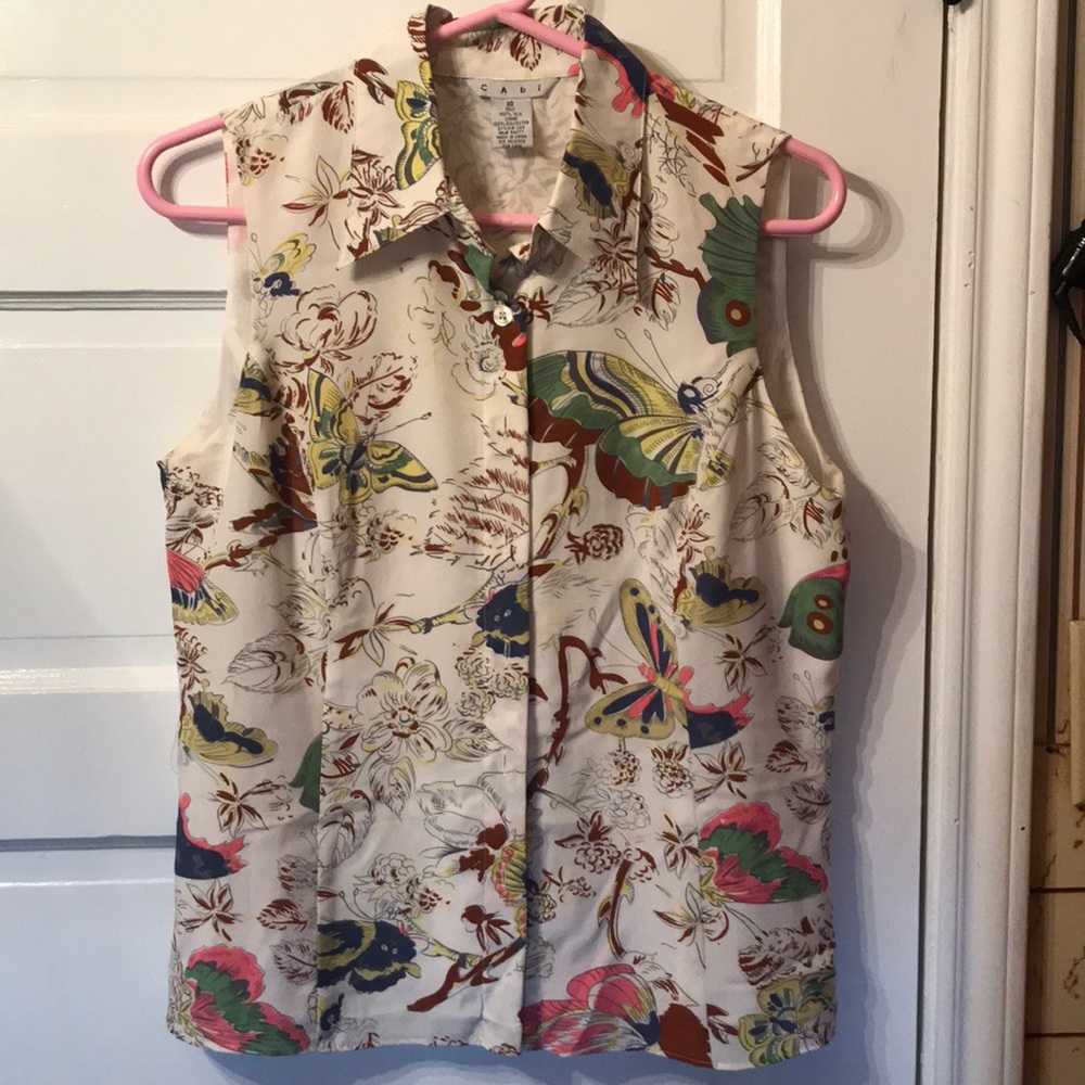 CAbi Sleeveless Silk Blouse